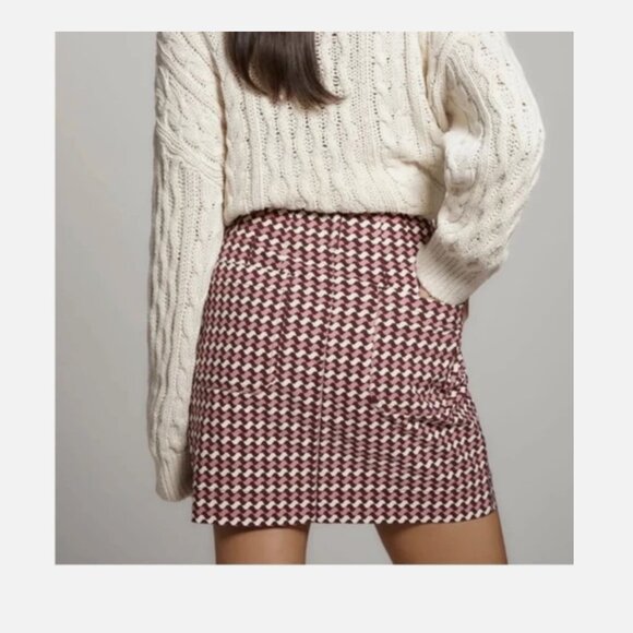 Maeve Anthropologie The Colette Purple Patterned Mini Skirt With Pockets size XL - Picture 6 of 9